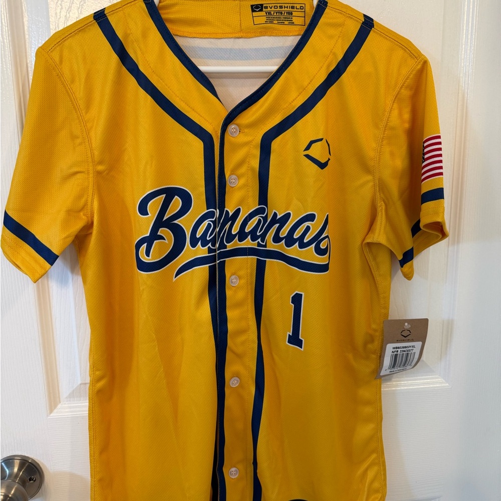 Savannah Bananas Yellow Baseball Jersey with Blue Accents